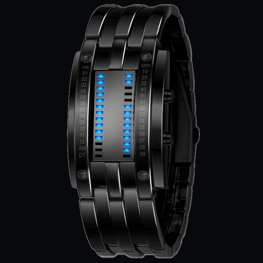 Reloj Binario LED ⌚ Malla de Acero, Negro o Plata — 1
