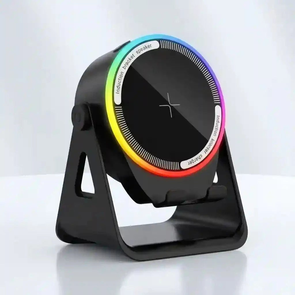 Parlante de Inducción 5 en 1 🎵 Bluetooth, Carga Inalámbrica y Soporte 360° — 2