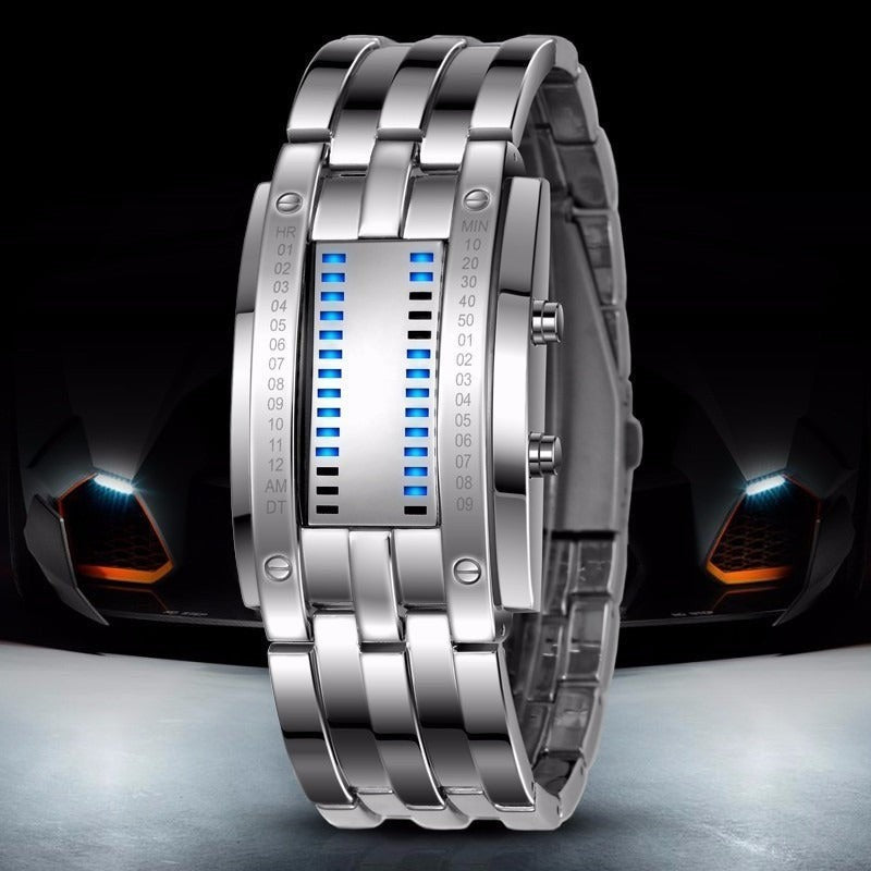 Reloj Binario LED ⌚ Malla de Acero, Negro o Plata — 2