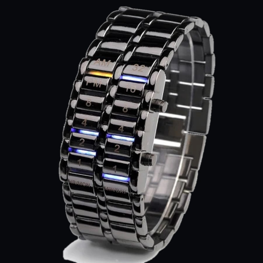 Reloj Binario LED ⌚ Malla de Acero, Negro o Plata — 4