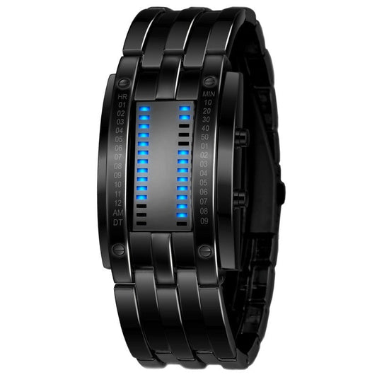 Reloj Binario Futurista — Pantalla LED Azul · Diseño Único de Acero ⌚