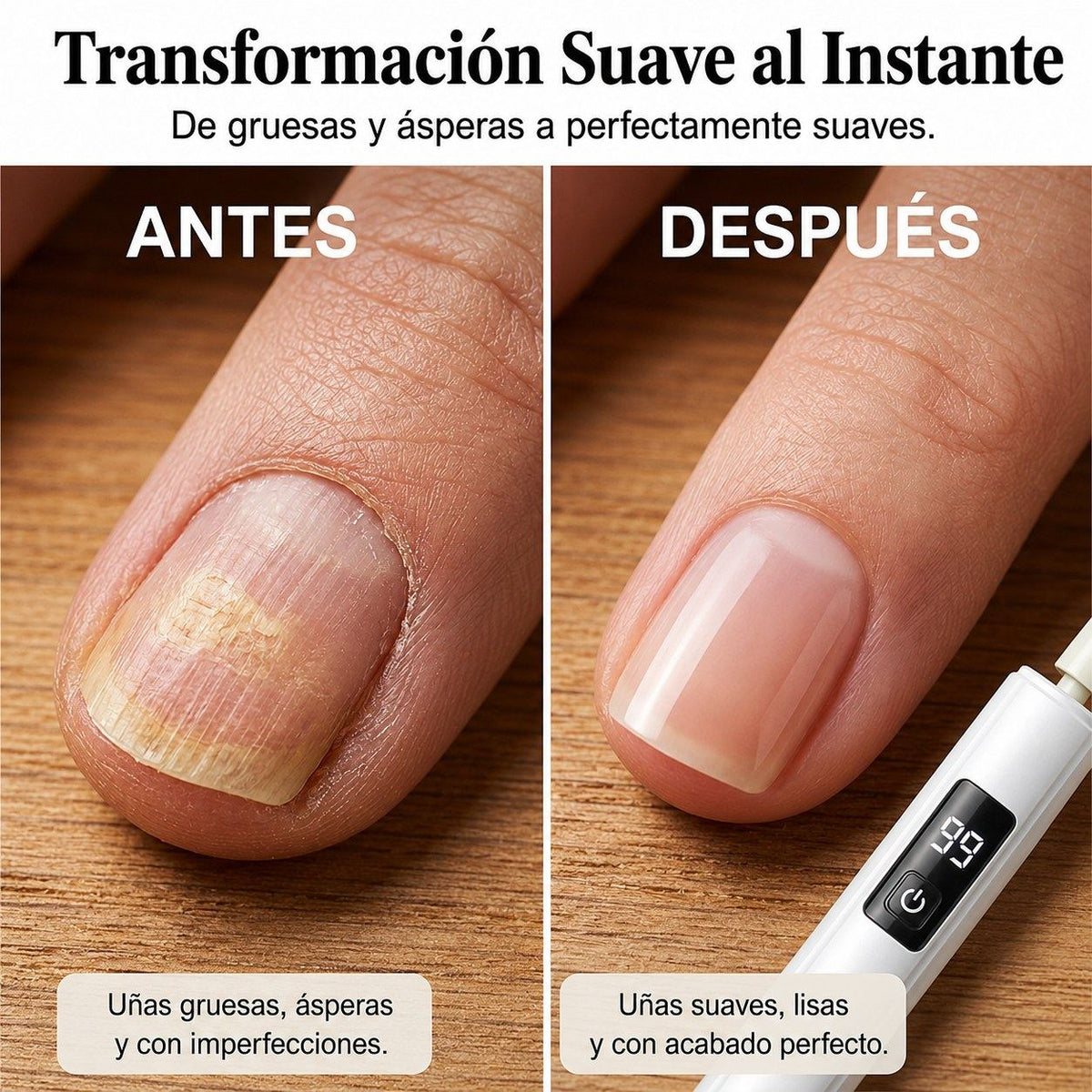 Pulidora de Uñas Eléctrica 💅 4 Cabezales y Pantalla de Velocidad — 2