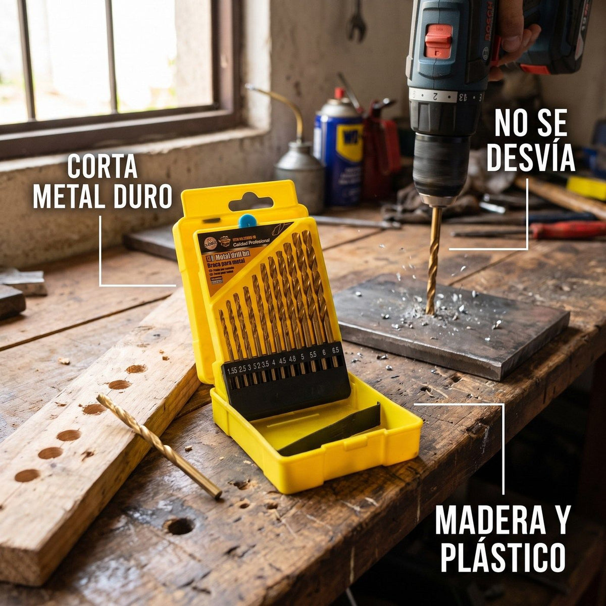 Juego de 13 Brocas Recubiertas de Titanio — Metal, Madera y Plástico — 2