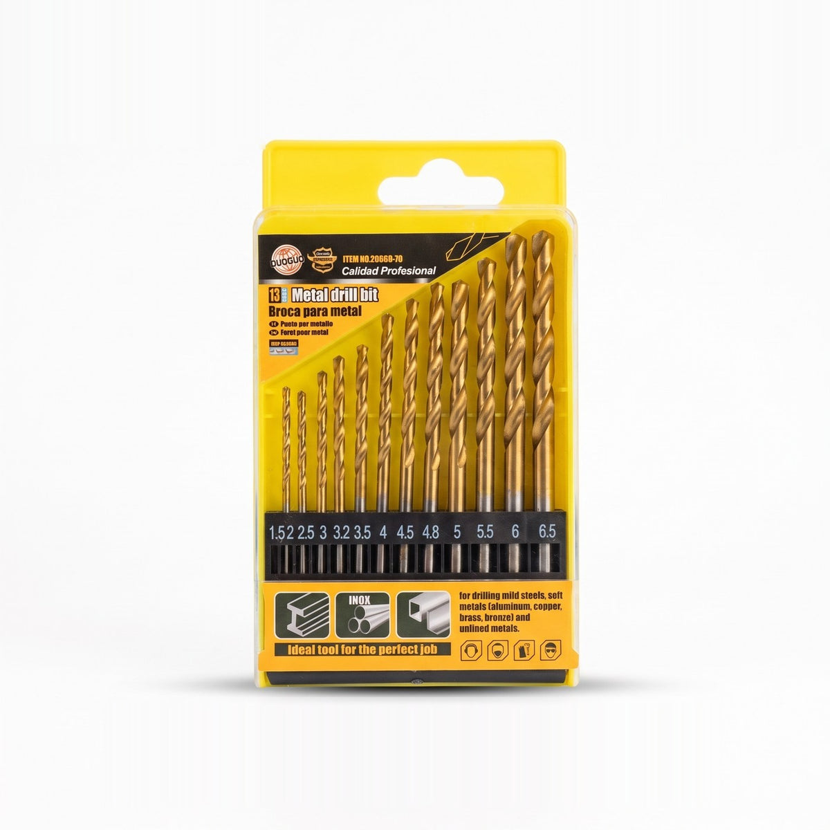 Juego de 13 Brocas Recubiertas de Titanio — Metal, Madera y Plástico — 3