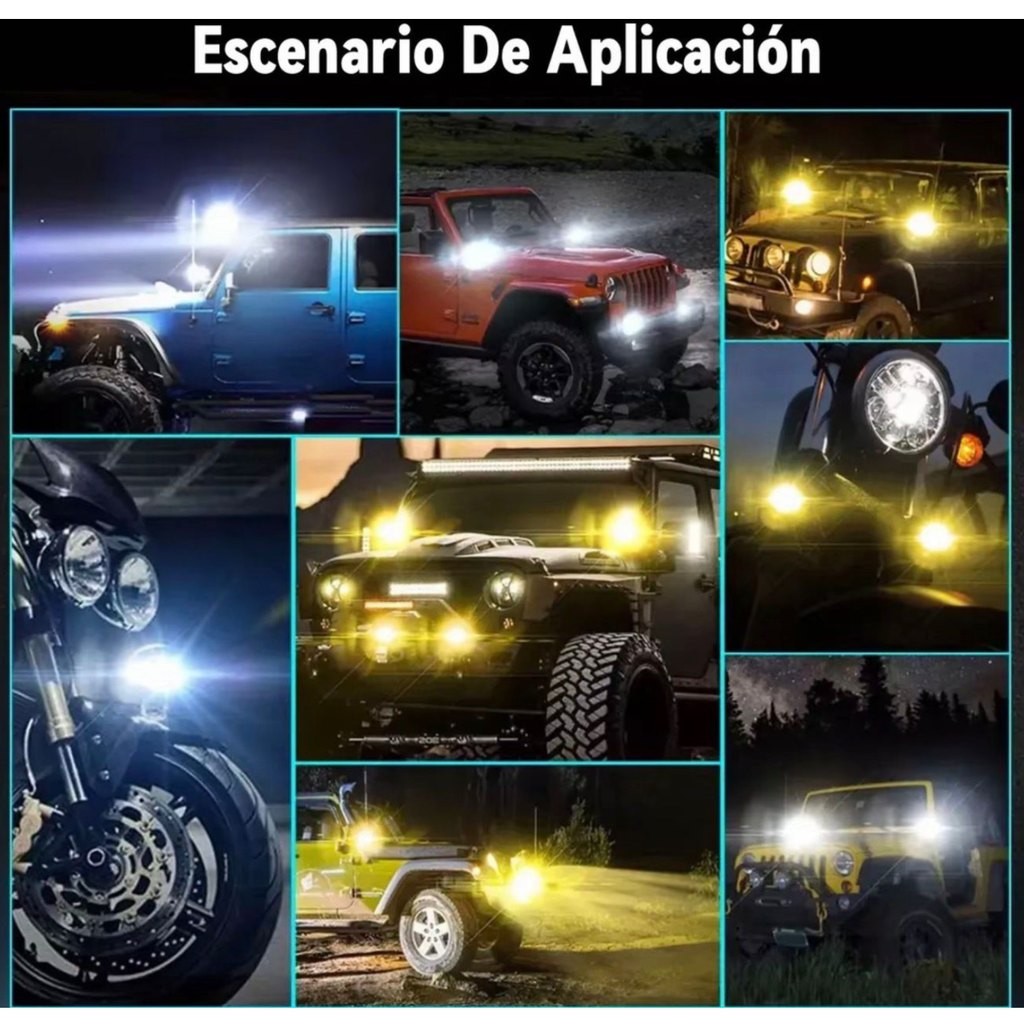 Faros LED Auxiliares de Largo Alcance — Pack 2 · Luz Blanca y Ámbar 🔦 — 5