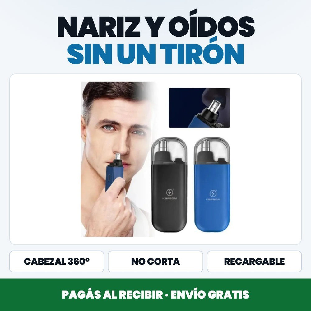 Recortador de Vello Nasal y de Oídos — Cabezal 360° Lavable ✂️