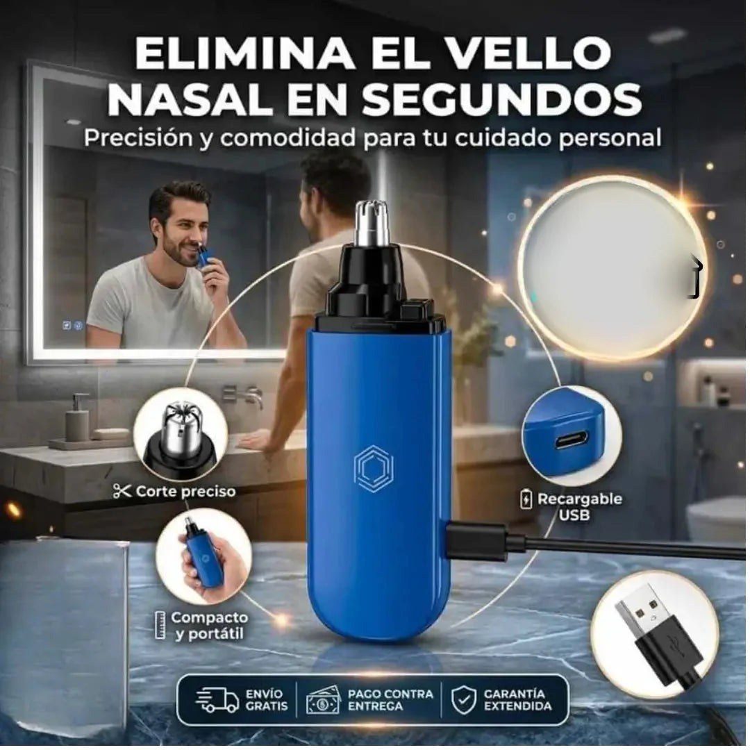 Recortador de Vello Nasal y de Oídos — Cabezal 360° Lavable ✂️